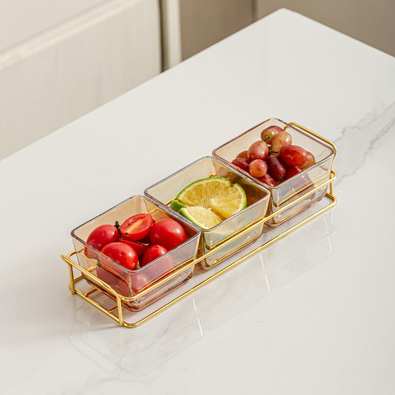 Light Luxury Glass Fruit Plate  Creative Household Living Room Snack Plate  Dried Fruit Snack Plate  Dessert Plate  Candy Plate  Fruit Plate