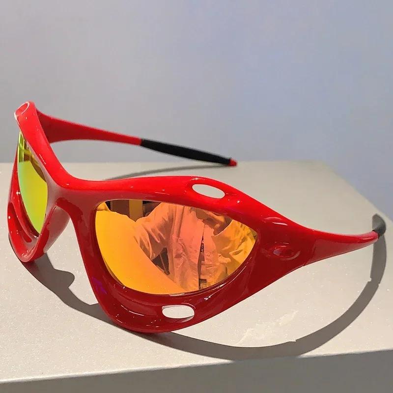 New Y2k Sunglasses Fashion Futuristic Punk Mirror Sports Men Eyewear Trendy  Design Outdoor UV400 Shades for Women