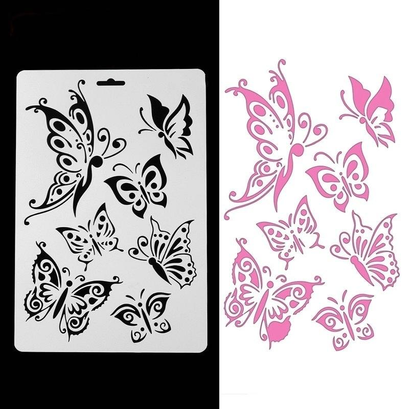 Lot De 36 Pochoirs Réutilisables - Motifs Fleurs, Papillons, Oiseaux - 7,5x7,5 Cm - Pour Peinture Et DIY