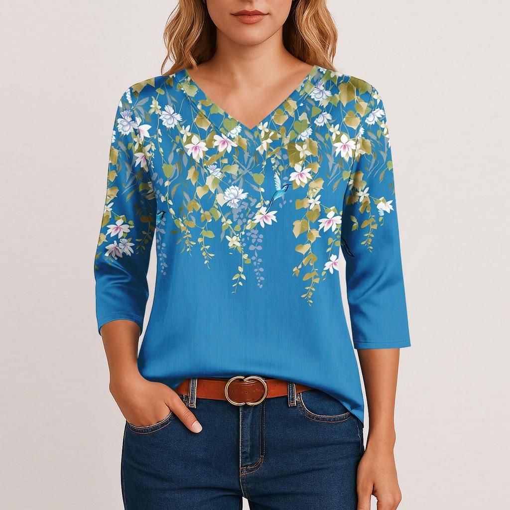 Kadınlar İçin Şık 3/4 Uzun Kollu Gömlekler İş Günlük Kıyafet Üstleri