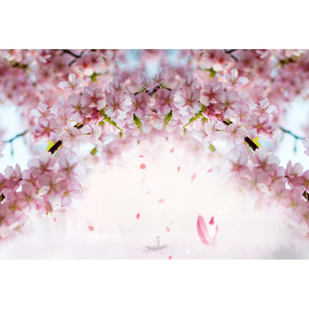 Frühlingsrosa Blumen Hintergrund Glitzer Licht Bokeh Floral Kirschblüte Neugeborenes Baby Porträt Fotografie Hintergrund Fotostudio