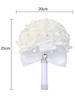 Artificiale rosa nuziale fiori di contenimento bouquet da sposa bouquet bianco per la sposa bouquet da sposa per damigelle d'onore con nastri morbidi diamantati