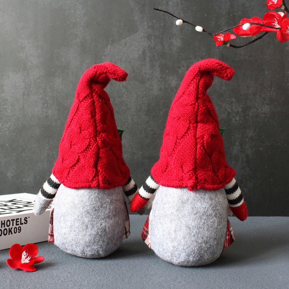 Lovely Braids Faceless Doll Plaid With Cap Forest Old Man Figures Home Plush Tabletop Decorations