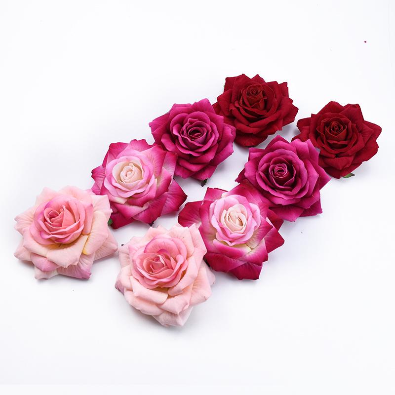 50PCS 10CM Big Roses Artificial Flower Home Decoration Christmas Wreaths Wedding Bridal Accessories Clearance Headwear Brooch