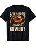 Camiseta Masculina Ocidental de Cowboy com Estampa de Algodão | Camiseta Casual de Manga Curta com Gola Redonda Unissex