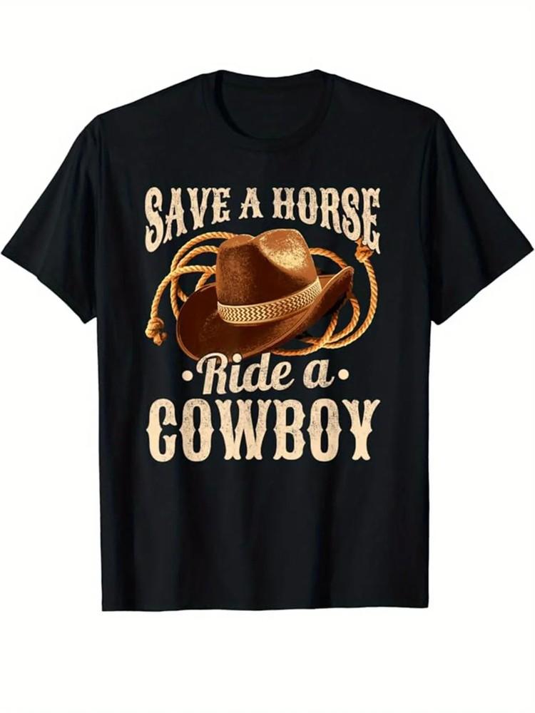 

Cotton Men039;s Western Cowboy Graphic T-Shirt | Casual Short Sleeve Crew Neck Tee Unisex T-Shirt XXXXL