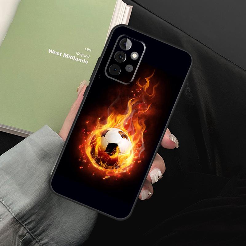 Fire Football Soccer Ball For Samsung Galaxy A52 A32 A22 A54 A14 A16 A26 A36 A56 A55 A35 A05 A06 A15 A53 A33 A13 Case