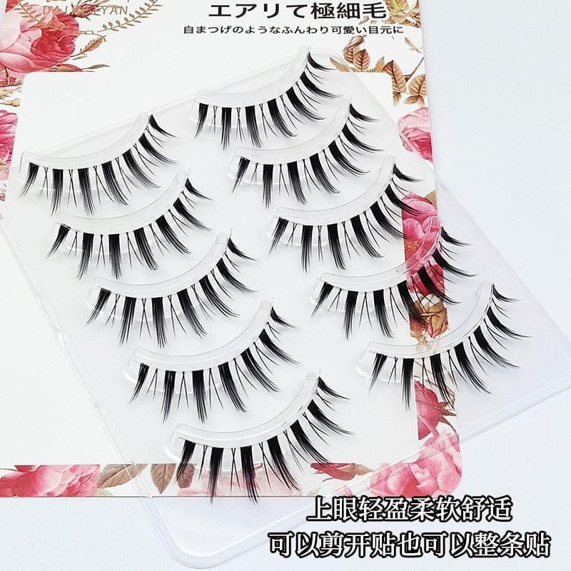 Lashie - Set of 5 Pairs: Spikey Clear Band False Eyelashes