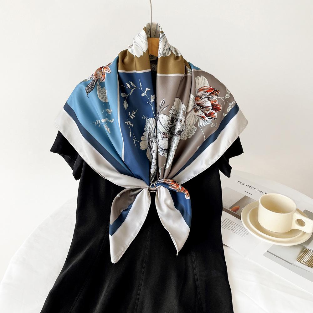 90*90Cm Square Scarf Twill Cotton Feeling Women Head Shawls And Wraps Luxury Print Neck Scarves Hijab Bandana Pashmina