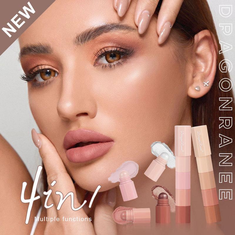 4v1 Voděodolná tyčinka na oční stíny, perleťově matný krémový rozjasňovač, snadné líčení