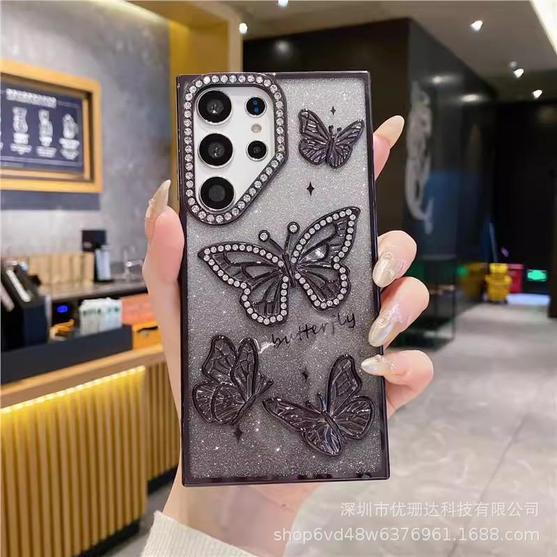 Applicable to Samsung S11UItra three-dimensional butterfly flash diamond electroplating mobile phone case S11 gradual change glitter A11 all-inclusive