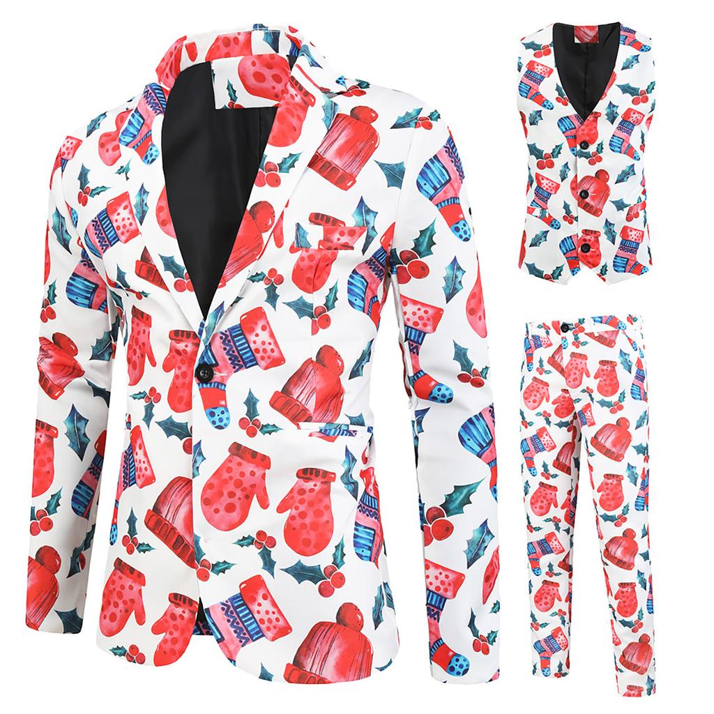 Men’s Suit Slim 3-Piece Suit Blazers Business Wedding Party Jacket Coat Vest& Pants