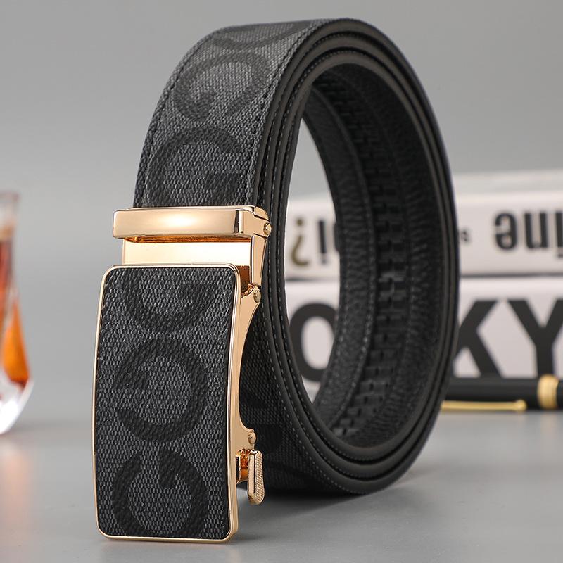 Men's Casual Patchwork Faux Leather Waist Belt with Letter Pattern