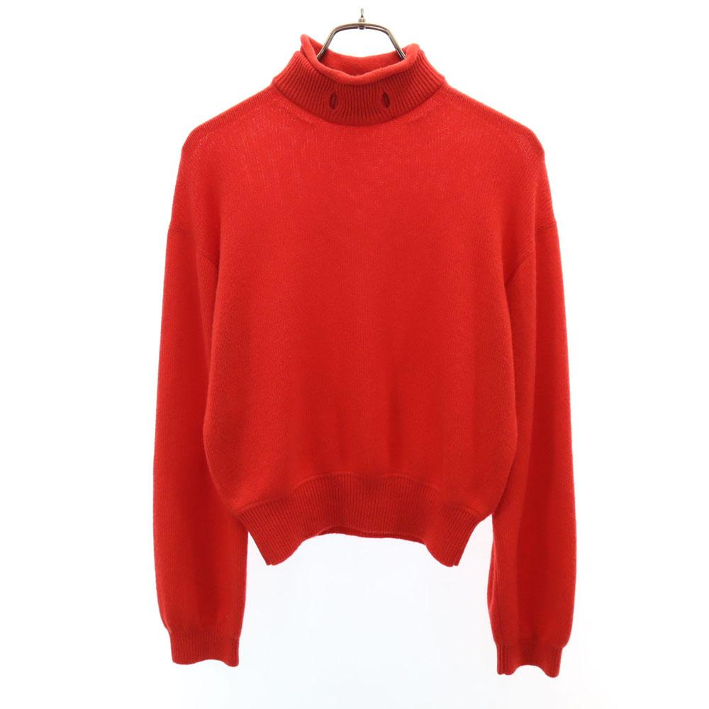 HERMES Made in Italy Cashmere Blend Long sleeve Mock neck sweater 34 Red Women Used
