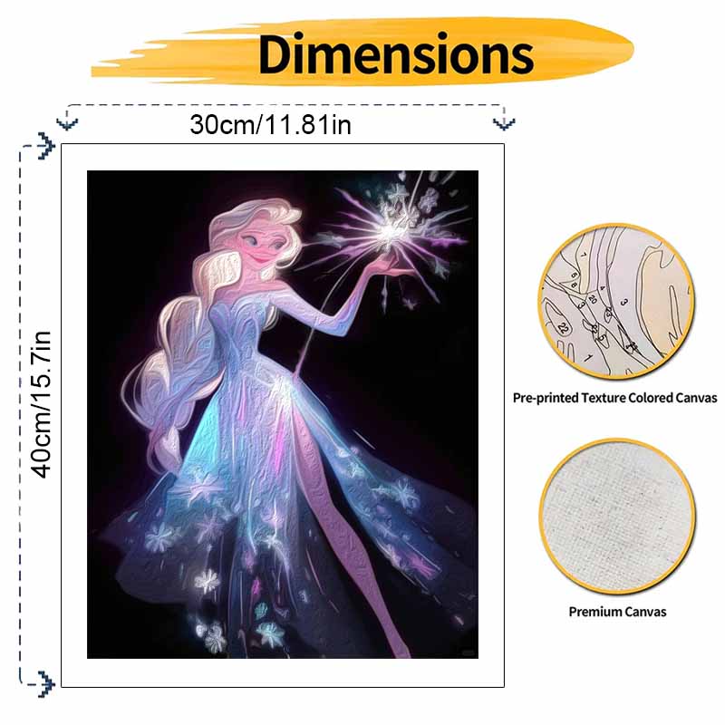 Disney Oil Painting DIY Digital Painting Elsa Frozen Snowflake Princess HandPainted Wall Art for Living Room and Entryway.