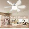 LED Ceiling Fan Light, E26/E27 Base with Remote Control, Timer, 6 Blades, 3 Speeds, Adjustable Brightness and Color Temperature