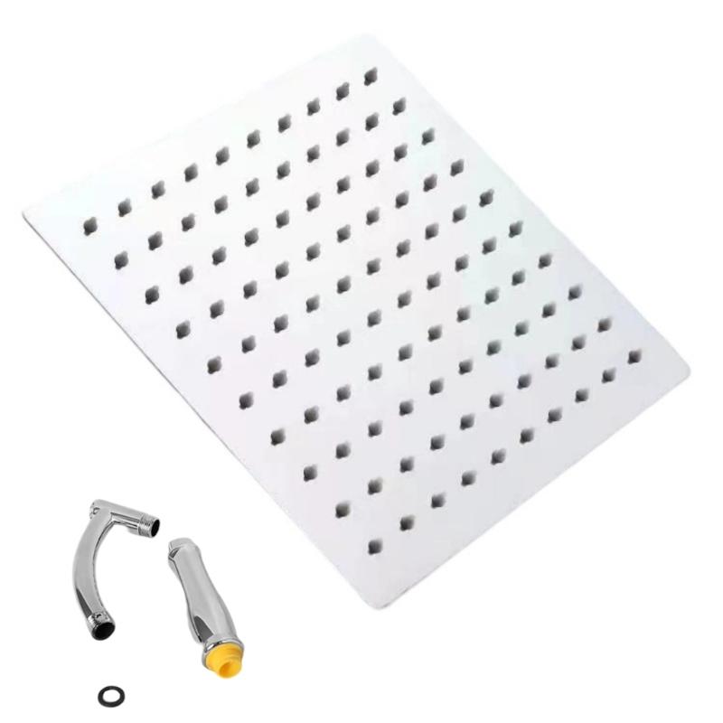 Högtryck Regnduschhuvud Rostfritt Stål Duschhuvud Förlängare Stor Böjd Duschförlängning Lätt att Installera