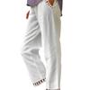 Womens Loose Casual Drawstring Elastic Waist Cotton and Linen Jogger Pants for Womens Drawstring Capri Tapered Pants Trousers with Pockets