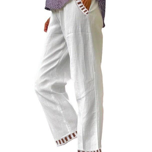 Womens Loose Casual Drawstring Elastic Waist Cotton and Linen Jogger Pants for Womens Drawstring Capri Tapered Pants Trousers with Pockets