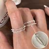 Korean S925 Silver Cross Military Flower Ring: Retro, Adjustable, Fashionable Hip-Hop Index Finger Design for Women.