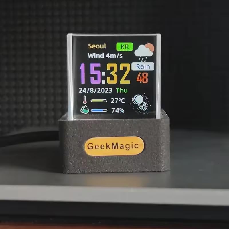 zmart GeekMagic GIFTV Crystal Cube Photo Display Holographic Desktop Smart Weather Station Digital Clock GIF Animation Album Hologram Clock Crystal Ph