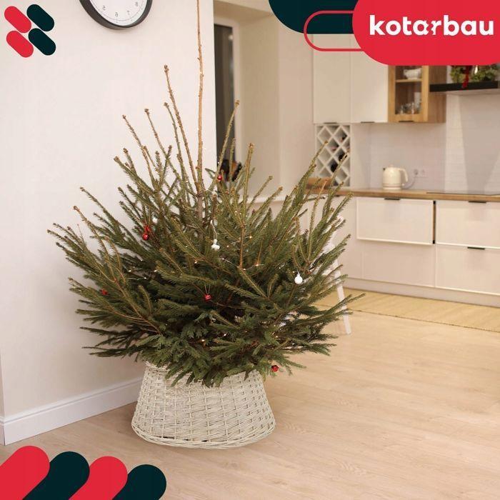 Housse De Sapin De Noël - KOTARBAU® - Ø 45cm - Osier Naturel - Intérieur - Blanc