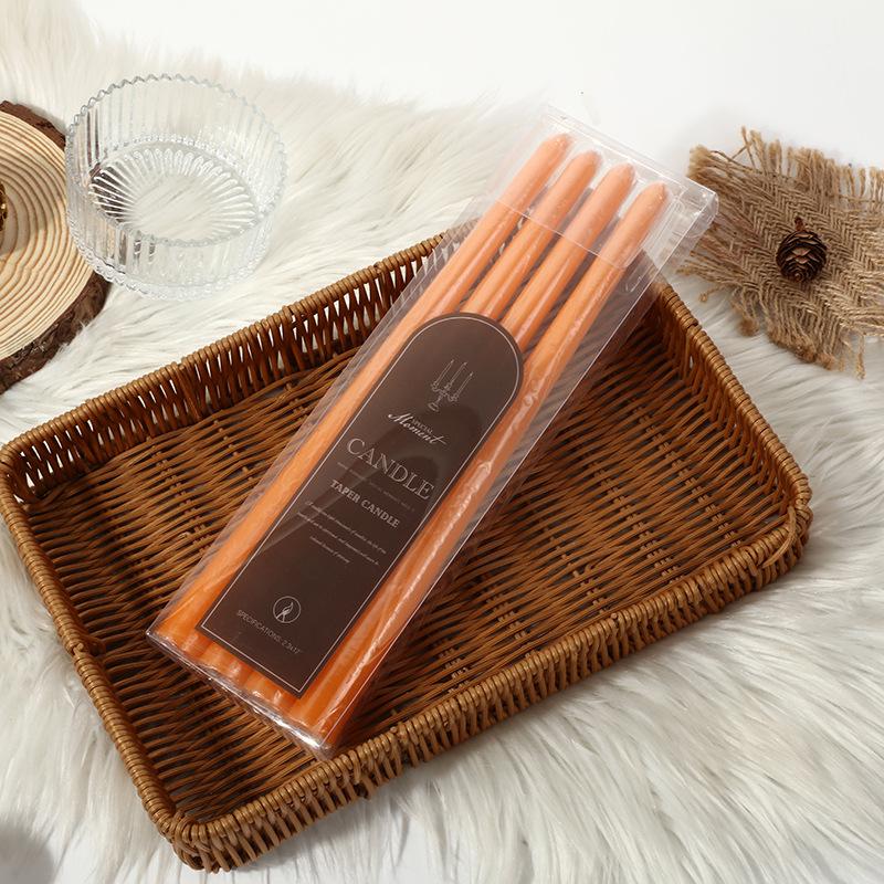 

Classic European Colored Rod Wax Romantic Candlelight Dinner Wedding Odorless Long Rod Candle for Home Use Orange 4 pcs