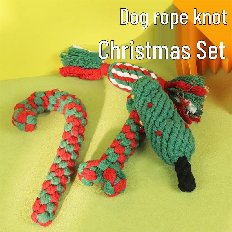 Weihnachts Baumwollseil Hundespielzeug - Bissfestes Molares für Kleine/Mittelgroße Hunde