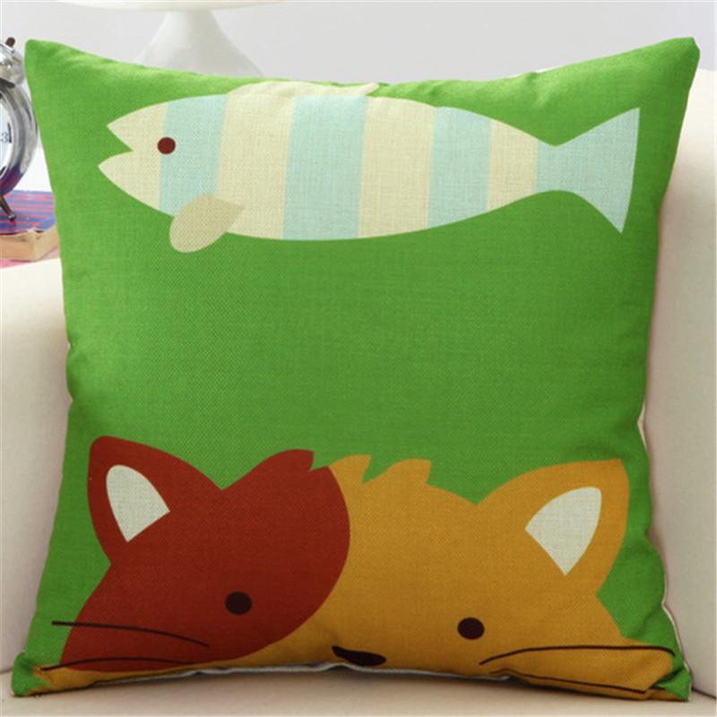 45x45cm Cute Cartoon Throw Pillowcase Home Linen Animal Printed Cushion Cover Car Sofa Pillow Cover Children Room Decorative