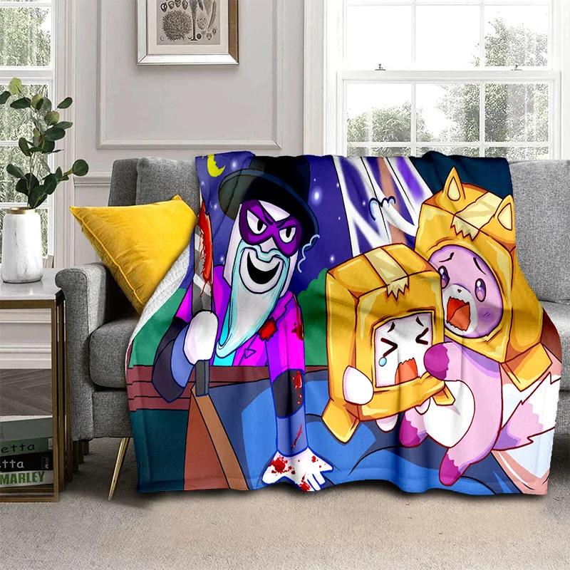Happy Foxy Boxy i Rocky Lankybox koc, miękki koc do rzucania dla domu sypialnia kanapa z funkcją spania piknik podróż biuro okładka koc dla dzieci