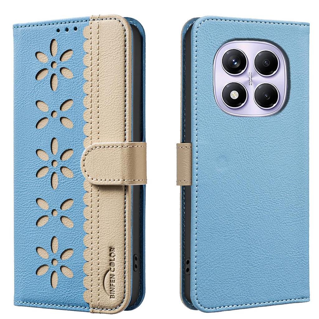 Colorblock Small Flower Leather Case with RFID for OPPO RENO 14F 5G & More (36 Models)