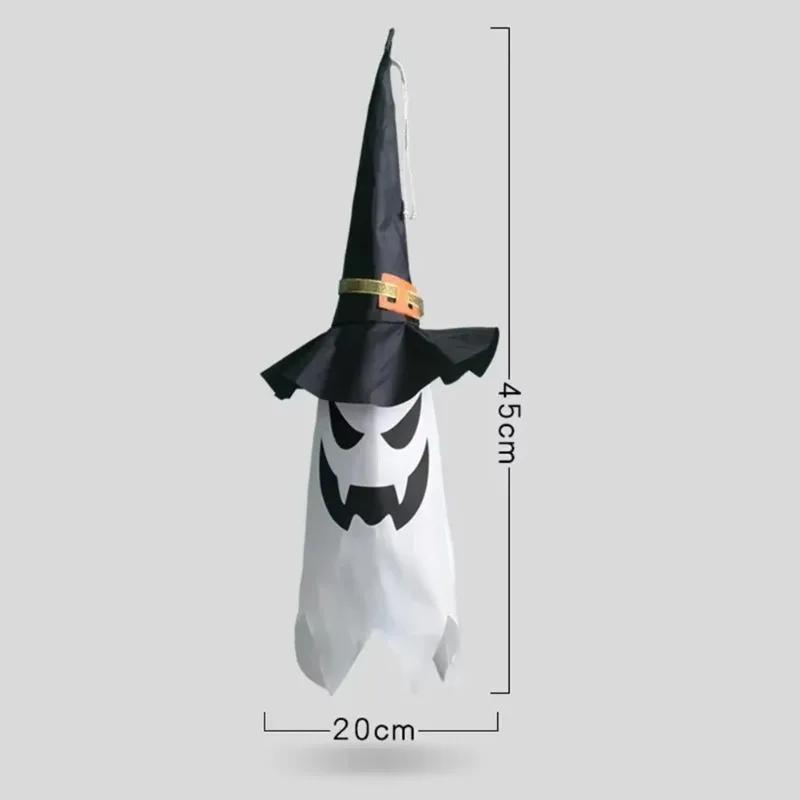 New Halloween Hat Ghost Bat Terrifying Atmosphere Creative Hanging Decoration Ghost House Scene Decoration LED Lamp Ghost House