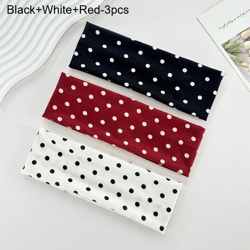 

3 шт. Эластичная повязка на голову для йоги в горошек, модная повязка на голову с узором в точки, спортивная, для фитнеса, впитывающая пот, для женщин 3pcs