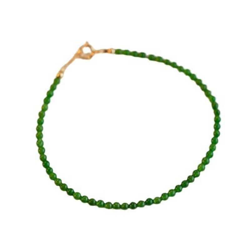 Emerald Green Beaded Bracelet with Gold Clasp – Dainty Minimalist Crystal Bracelet for Women, Luxury Everyday Gift Jewelry