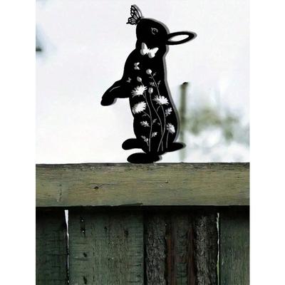 Żelazny Królik Sylwetka Vintage Statua Ogrodowa Sztuka Podwórkowa Zewnętrzna Dekoracja Wiosenna Wielkanocna Metalowy Króliczek Patio Prezent