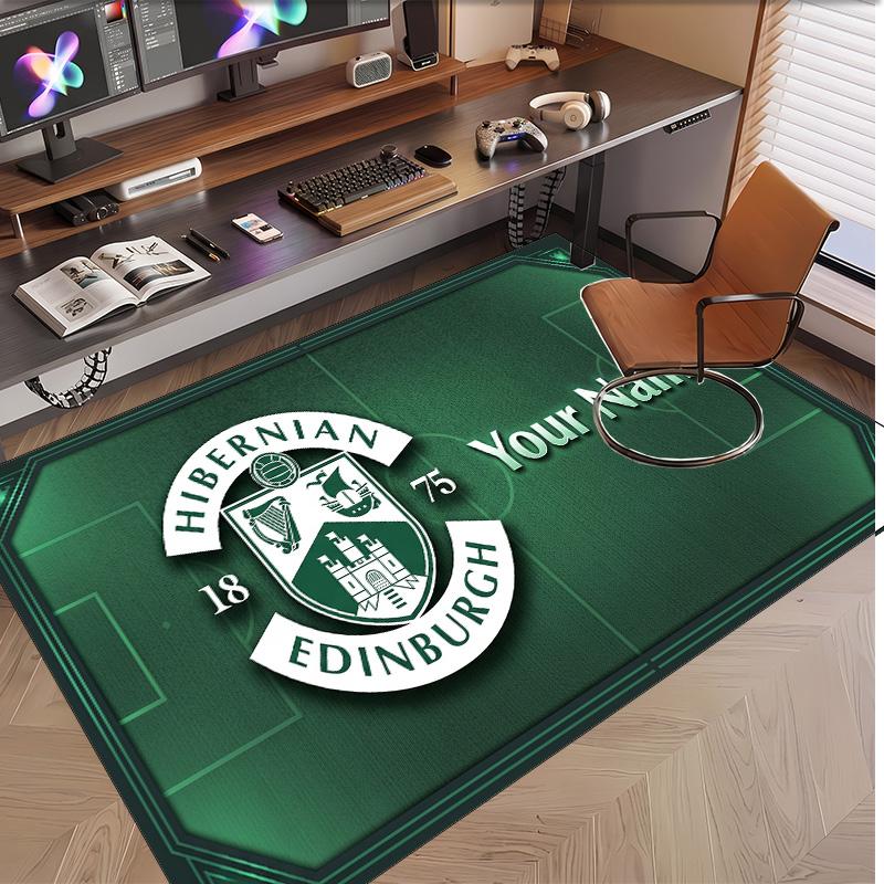 Personalized Crystal Velvet Carpet Hibernian FC Pattern Non Slip Floor Rug