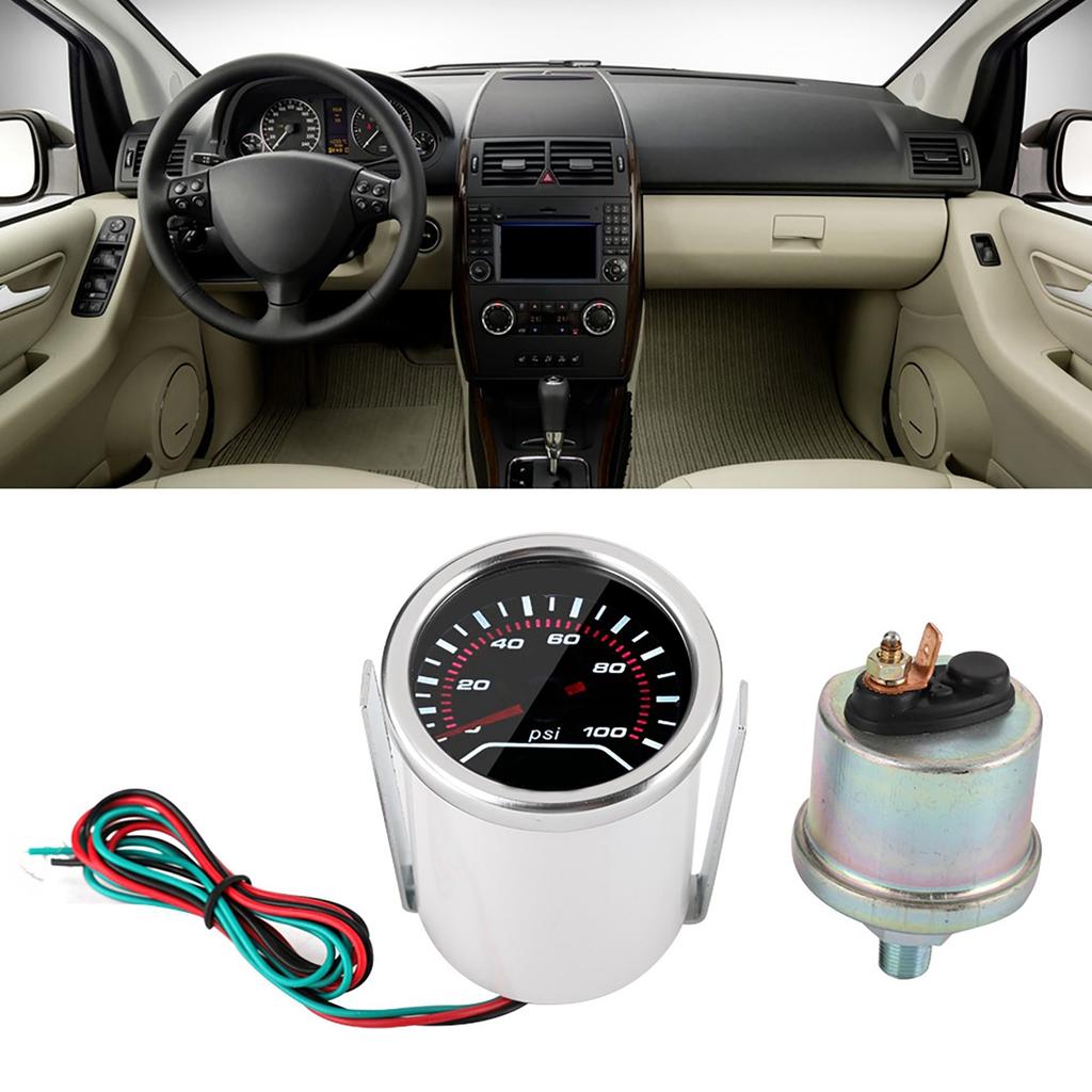 52mm   2in Universal Car Oil Pressure Guage System Tester 0‑100PSI Digital Meter 12V White Light
