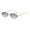 Frameless Oval Sunglasses with Zircon UV Resistant Cool Luxury Brand Design for Women and Men Fashion Trend