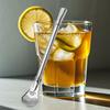 Stainless Steel Filter Straw Spoon, Multi-function Reusable Metal Straws with Filter Spoon for Flower Tea, Coffee, Cocktail, Comes with Cleaning Brush