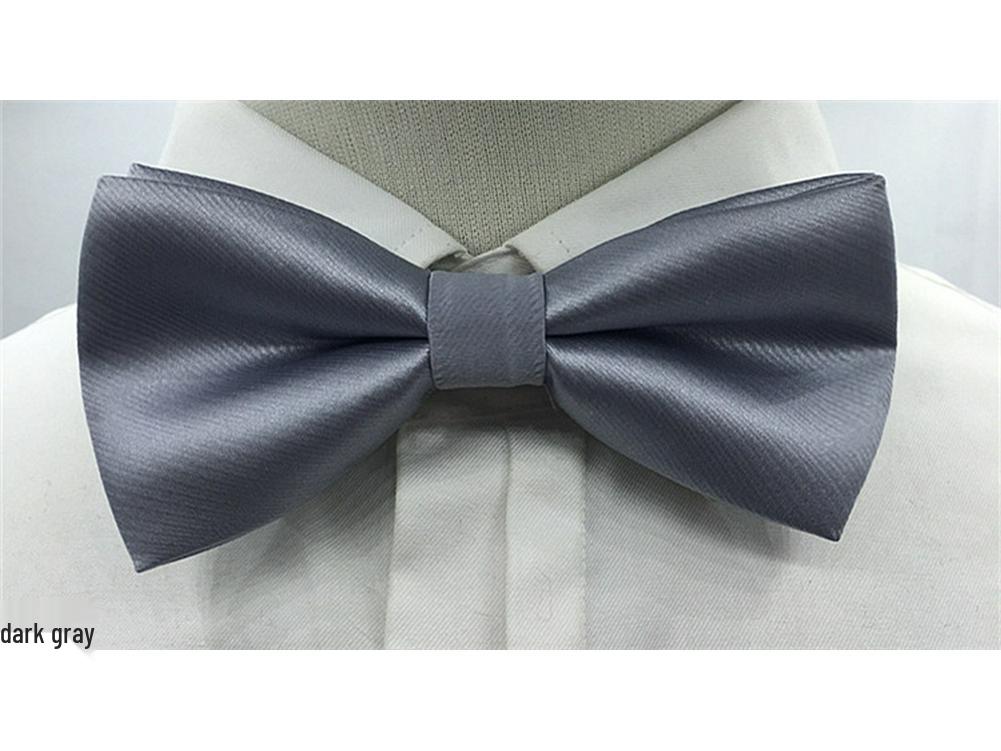 Men's Solid Color Double Layer Bow Tie - Poly Silk, Korean & British Style, Red/Black, Wedding & Best Man Accessory.