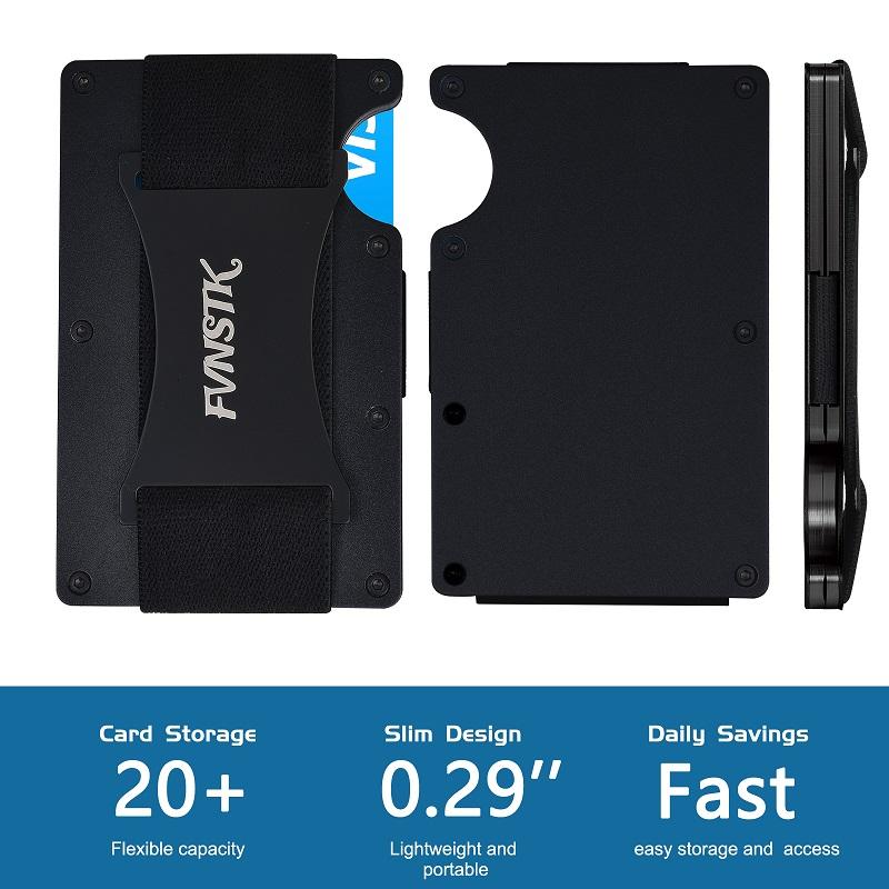 Brieftasche – Kreditkartenetui mit Blockierung der Vordertasche – Metall-Geldbörse mit Geldscheinklammer