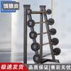 Rubber-Coated Fixed Barbell Set with Storage Rack