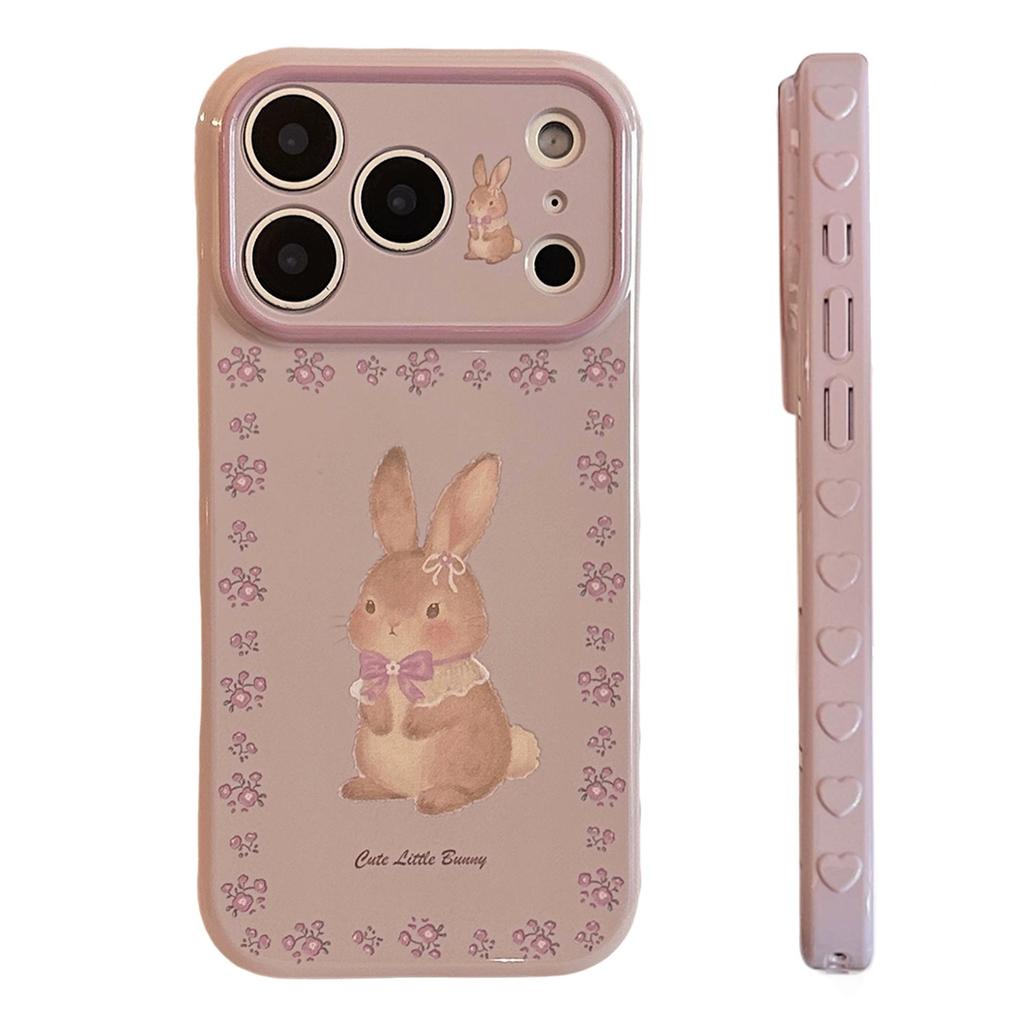 Purple floral rabbit apple 17 mobile phone case iphone16promax for 15 gentle 13 soft set 14 cartoon
