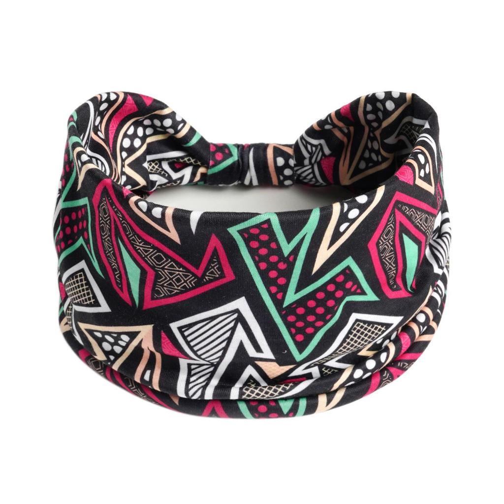 Bohemian Retro Print Yoga Headband: Wide African-Inspired Headscarf for Women