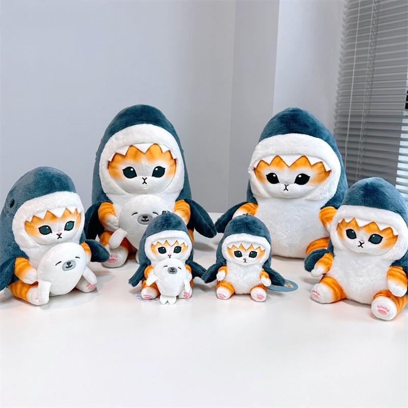 Cartoon Cute Shark Fried Shrimp Cat Plush Doll Pendant Charm Package Pendant Gifts