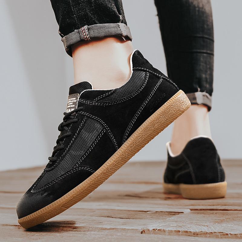 Casual Shoes For Men Breathable Mesh Genuine Leather Board Sneakers Men Flats Footwear Walking Shoes Sports Wear Resistant