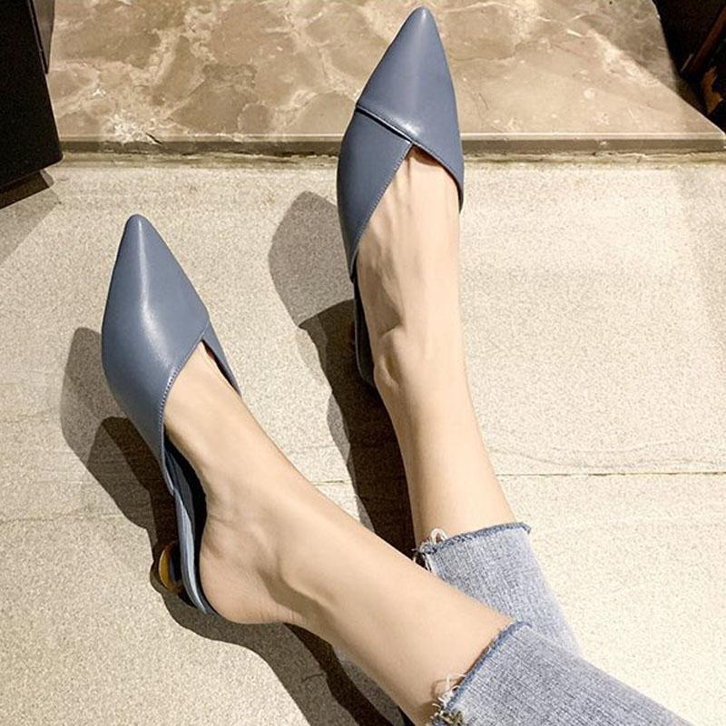 Summer New 2025 Women Half Slippers Fashion Wine Glass Heel Sandals Slip On Ladies Low Heel Slippers Elegant Women Shoes WSH4381