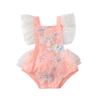 Citgeett Summer Newborn Baby Girls Bodysuit Cute Ruffle Sleeve Floral Embroidered Backless Jumpsuit Clothes