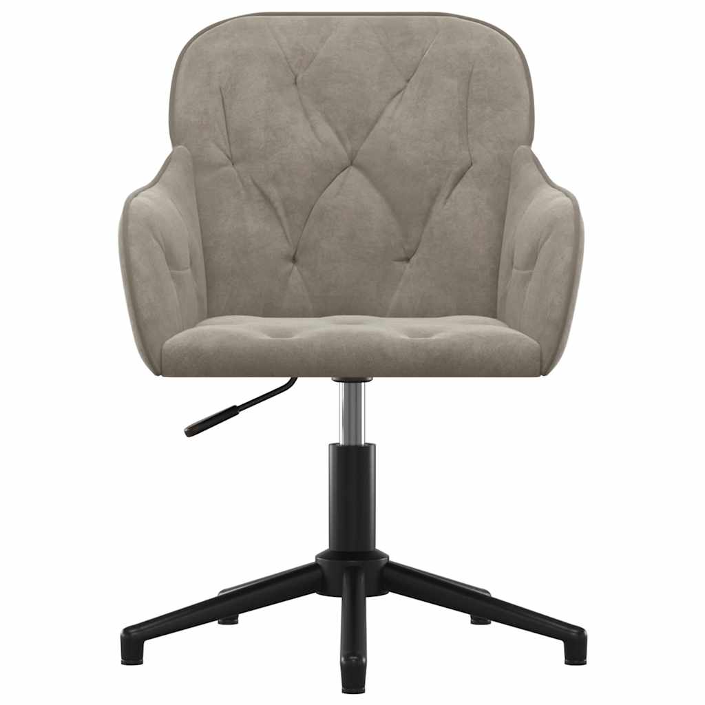Vidaxl Swivel Office Chair, Light Gray, Upholstered In Velvet