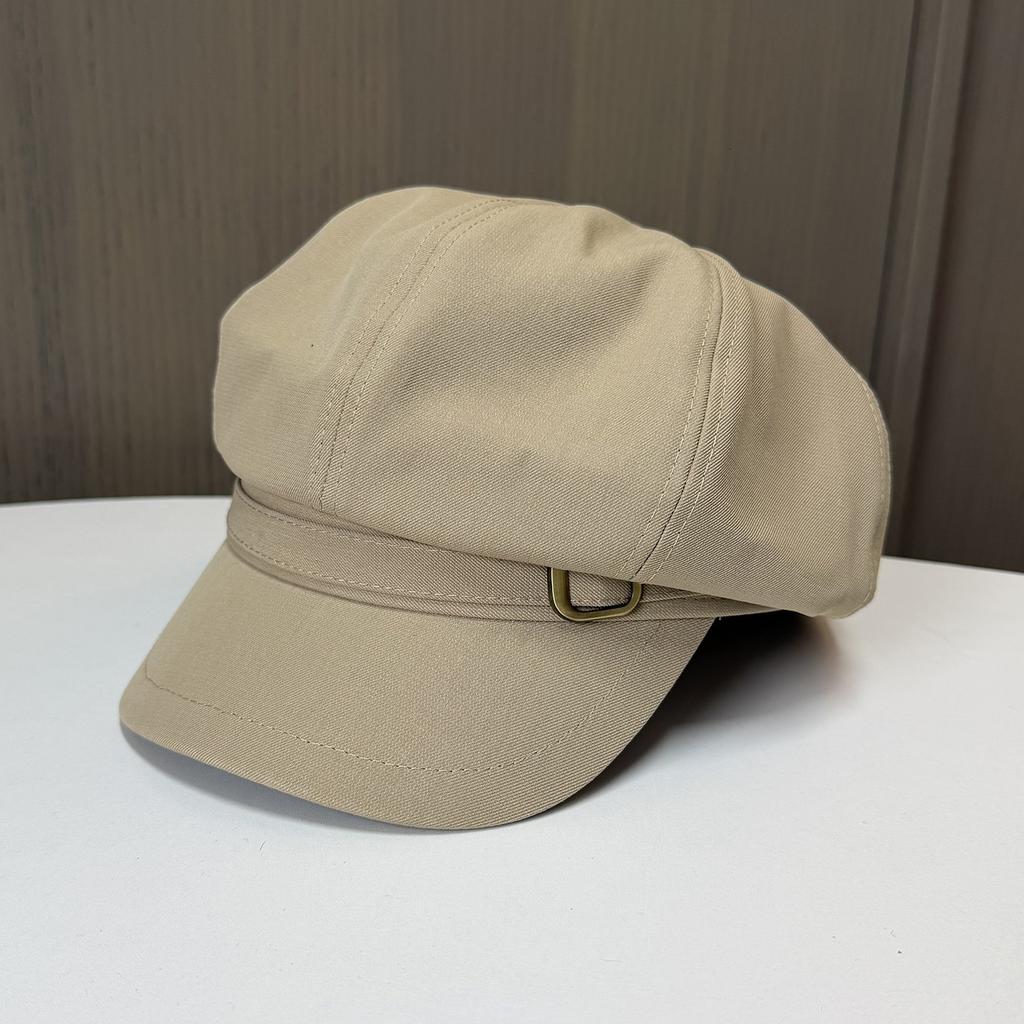 Stylish and simple octagonal hat women's spring and summer thin versatile face cap British style newsboy hat